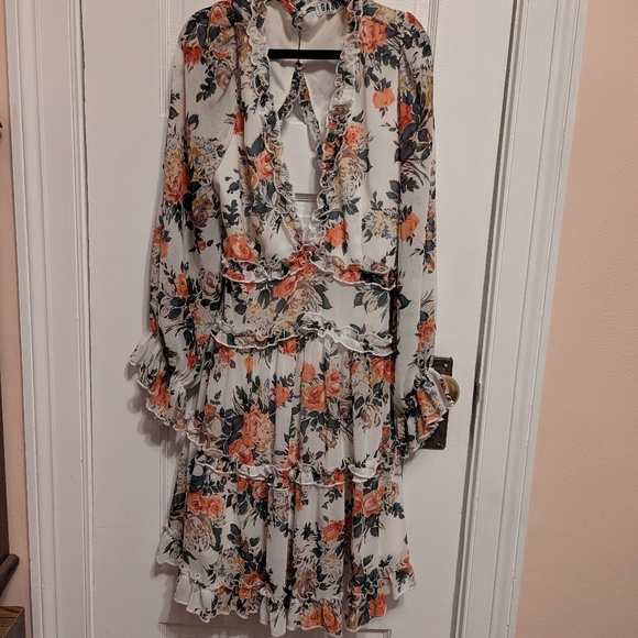 Open Back Floral Ruffle Dress - Picture 4 of 9